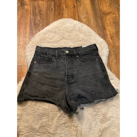 Old Navy Shorts Size 8 Sky-Hi A-Line Black Higher Rise Raw Hem - Picture 1 of 8